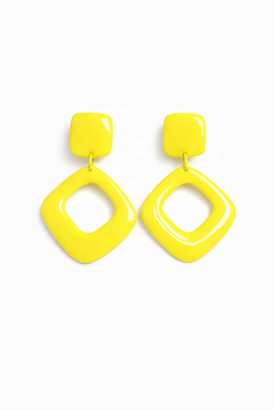 Boucles vintage 80 néon fluo jaune vert 