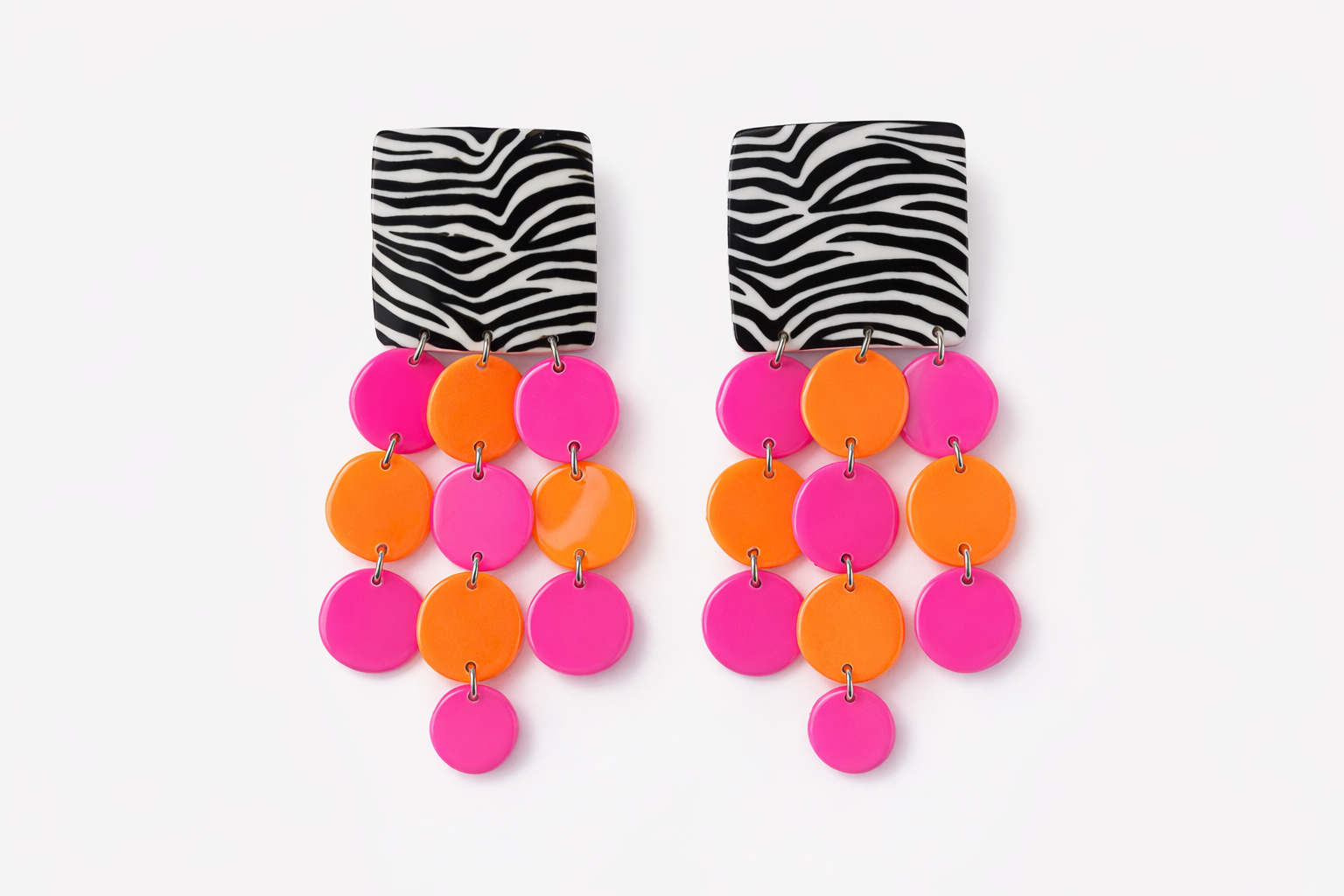 Boucles néon fluo zèbre vintage 80 