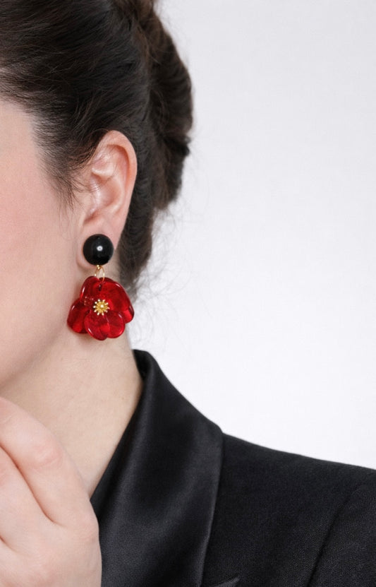 Boucles d’oreilles - modèle unique - En rouge et noir