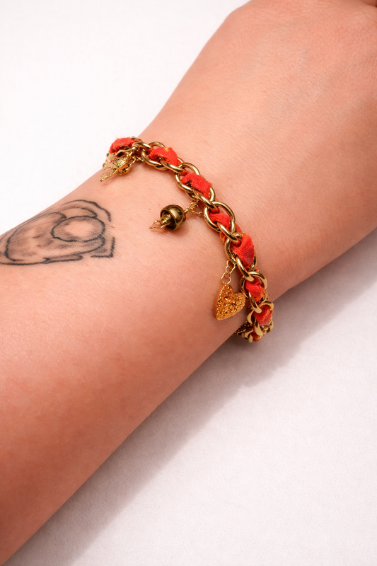Bracelet acier inox orange 80s bandana