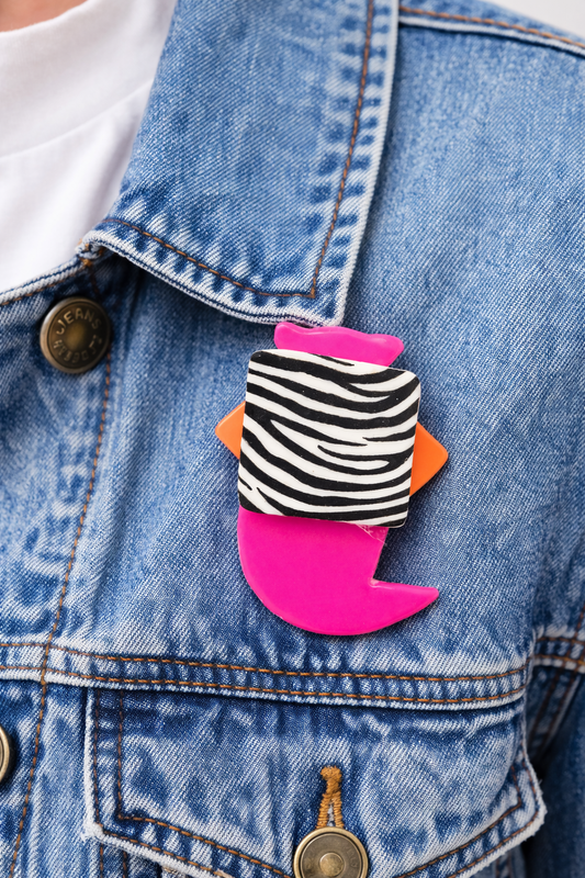 Broche Glenn zèbre - modèle unique